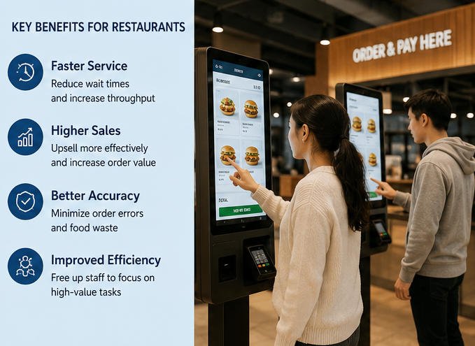 Digital ordering kiosk in fast food restaurant