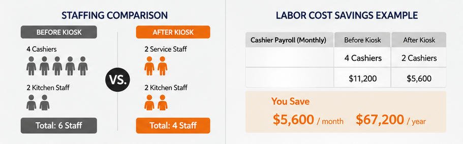 kiosk reduce labor cost