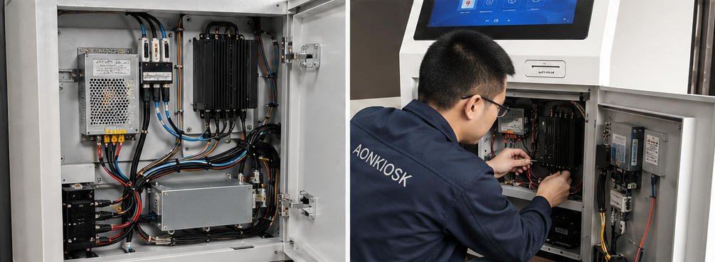Internal hardware layout of an AONKIOSK self-service kiosk