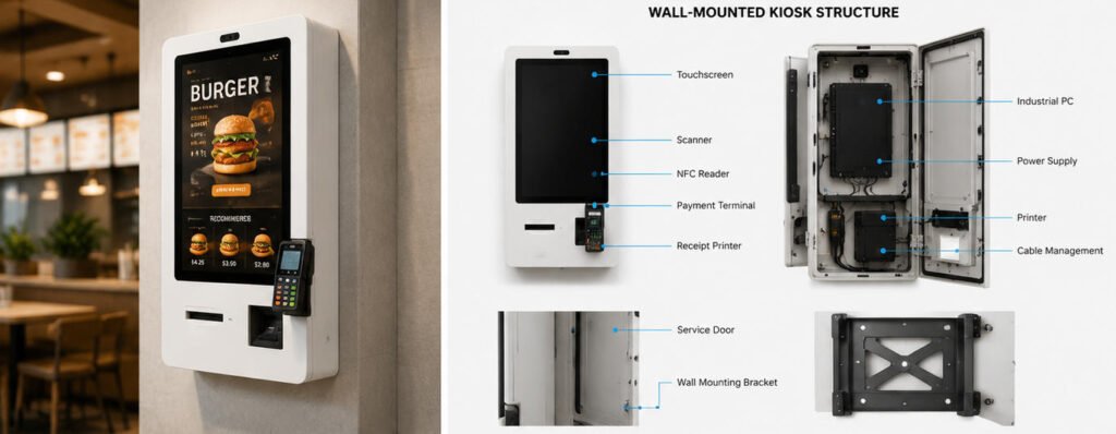 wall-mounted kiosk structure